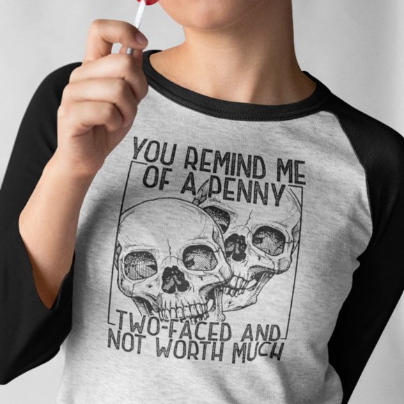 Two faced and not worth much 3/4 sleeve shirt - Picture 1 of 4